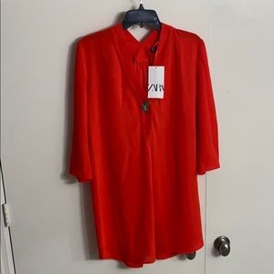 Zara coral/red shift dress